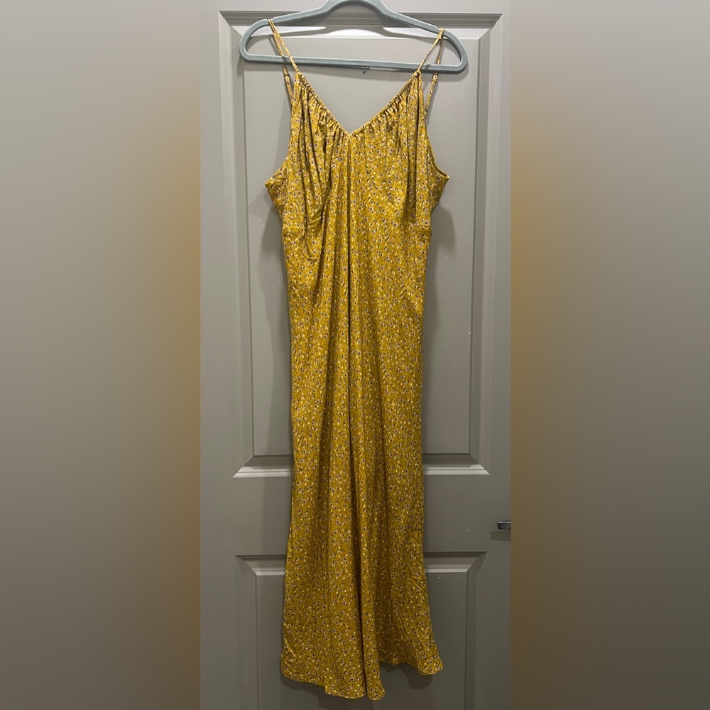 Wild Fable Yellow Floral Maxi Dress XXL Boho Open Back Tie Summer